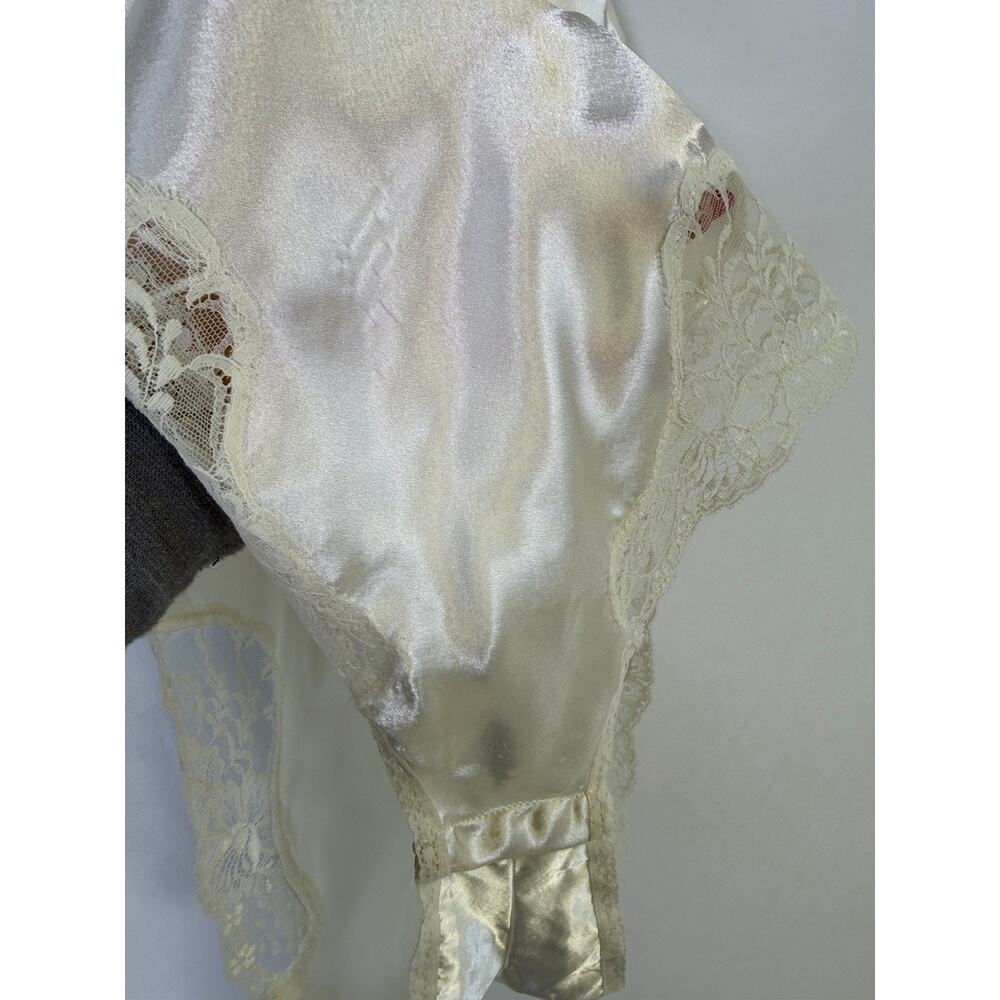 Vtg Victorias Secret Satin Lace Bodysuit Sz Small Ivory Teddy Gold Label 90s - Picture 9 of 16